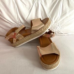 Rose Gold Espadrille Platforms
